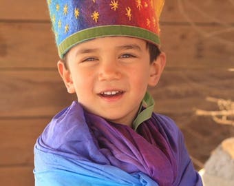 Waldorf Crown - Birthday Crown - Felt Crown - Rainbow Crown - Felted - Kindergarten Crown - Steiner Kindergarten