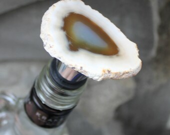Wine Bottle Stopper Agate Stone Slab Top Premium Quality - exact the one pictured - Great Gift Idea WT2