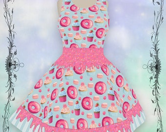 Melty Sweets Dresses in Pinks, kawaii Skater Dress in XS-5XL, kawaii dress, sweet lolita dress, sweet lolita JSK, donut lovers dress, kawaii