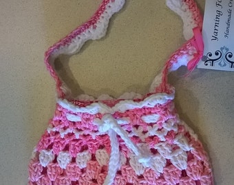 Beautiful Pink & White Crochet purse