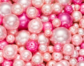 Pearl mix, 50g glass pearls, coated glass pearls, pearl bead mix, beading supplies, jewellery making, craft supplies