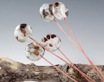 Lampwork Headpins (2), lampwork glass beads, Handmade Lampwork Glass Headpins, copper headpin, jewelry supplies, jewelry headpin, Birch tree