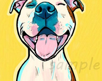 Smiling Pit Bull art print