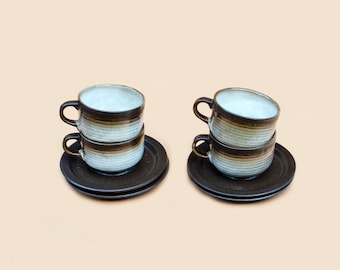 Brown and Grey Teacups (Set of 4)