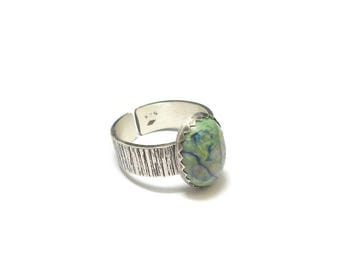 Ethnic Chrysocolla sterling silver ring