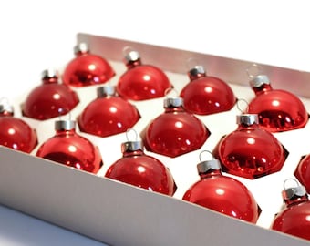 SALE 1.75" Boxed RED Christmas Ornaments, Mercury Glass