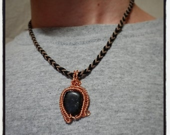 Labradorite "TAURO" Copper Wrapped on Hemp Necklace