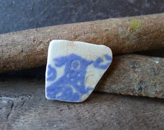 Rare Pottery Shard / Purple Bird Head / Chicken / Scottish Sea Pottery / Beach Pottery