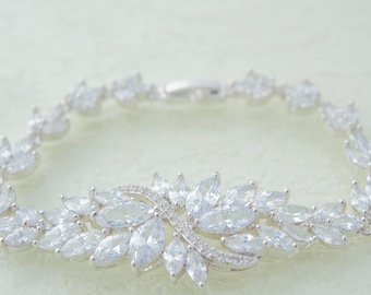 Rhinestone Bridal Bracelet Wedding Bracelet Rhinestone Crystal Bracelet Silver Crystal Bracelet Bridal Jewelry