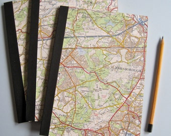 Notebooks from Recycled Vintage Ordnance Survey Maps