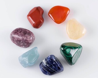 Seven Chakra Stone Set - Natural Stone Chakra Kit, Reiki Stones, 7 Chakra Set, Chakra Crystal Set, Healing Crystal, Healing Stones E0047