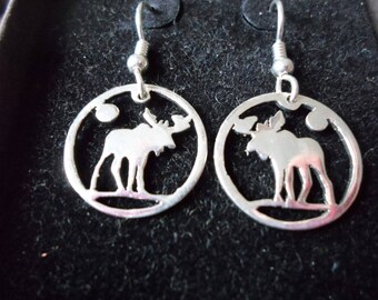 Moose earrings dime size