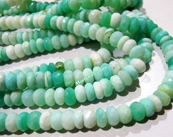 AAA Quality Genuine Peruvian Opal Rondelle Faceted Beads , Natural Peruvian Opal Beads 9-10mm , Strand 13 inch long , Semi Precious Gemstone
