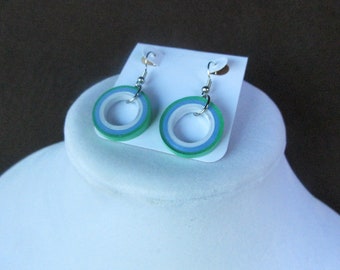 Circle Earrings. Dangle Earrings, Green Earrings, Geometric Jewelry, Colorful Earrings, Dangle Earrings, Hoop Earrings, Colorful Accessories