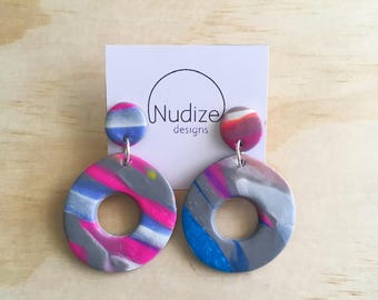 Handmade statement dangle earrings // gifts for her // “Colour pop"