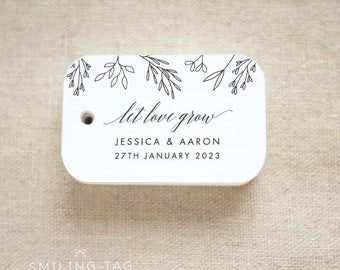 Let Love Grow Wedding Favor Tags - Personalized Gift Tags - Custom Wedding Favor Tags - Bridal Shower Tags - Set of 20 (Item code: J693)