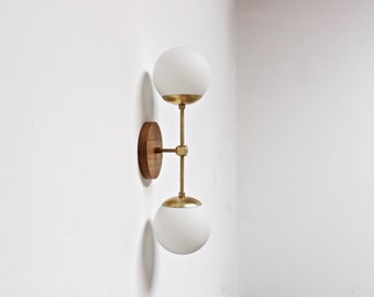 Vanity light fixture, wall sconce, mid century light, brass wall lamp