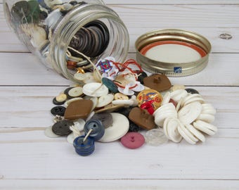 Vintage Buttons - Jar of Buttons - Upcycled Buttons - Vintage Sewing Supplies - Vintage Sewing Notions - Buttons - Sewing Supplies