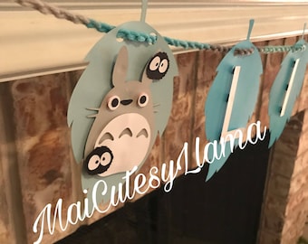Perosnalized Name banner-Totoro-baby boy shower-My neighbor totoro-Totoro party-baby party-First Birthday-Birthday theme-Party Decor