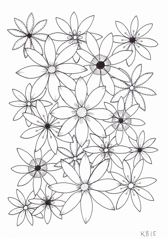 Adult colouring page Flowers 4
