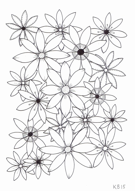 adult colouring page flowers 4