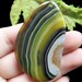 Green Yellow Banded Onyx Druzy Agate Slice Pendant 59x38x6mm Energy Enhances Mental Function, Promotes Self-Acceptance, Remove Negativity
