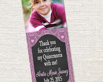 50, 100 or 150 Photo Bookmarks, Quinceanera Invite/Party Favors & Keepsake for your guests