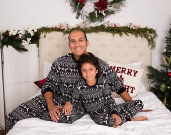 Holiday Family Matching Pajamas Black Nordic Pattern | Matching set | Christmas Jammies | Holiday PJs | Adult | Men | Women | Kids | Baby