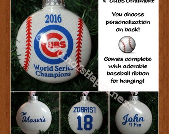 CHICAGO CUBS FREE Personalized 2016 World Series Commemorative 4" Tree Shatterproof Ornament makes the perfect Christmas gift!