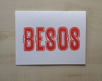 Letterpress Besos Kisses Card