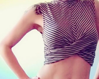 High Neck Ribbed Crop Tee