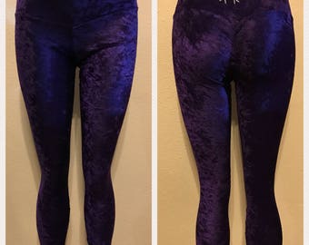 Purple Crushed Velvet Scrunch-Butt Leggings
