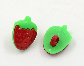 Strawberry Buttons - Set of 25 - #BUTTON130D