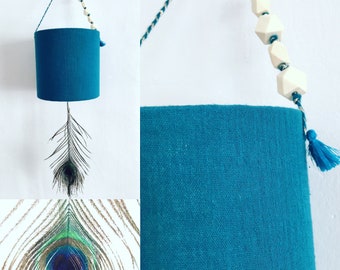 lamp two-ply gauze with pearls and Peacock feather