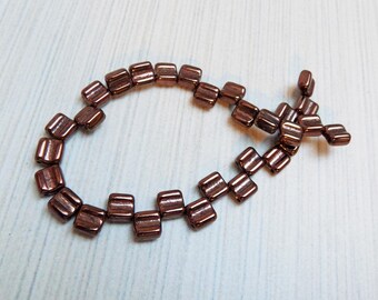 Luster Glass Czech two holed spacer beads