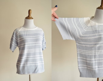Pale Blue Striped Sweater Tee