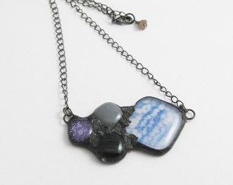 Urban Artifact Mini | Eclectic Fused Glass | Boho Jewelry | Fused Glass Pendant | Fall Jewelry