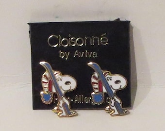 Enamel Snoopy Earrings by Aviva