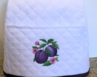White Mixer Cover with Pretty Plums