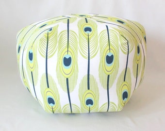 Feathers Floor Pouf / Green or Blue / Foot Stool / Floor Pillow / Ottoman / Floor Cushion / Fabric Stool / Dorm Decor