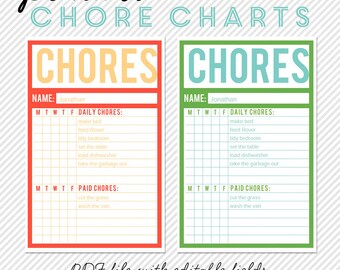 childrens chore list printable