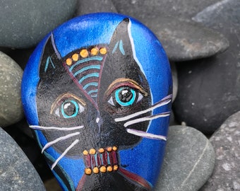 Painted Rock, Cat Painting, Painted Stone
