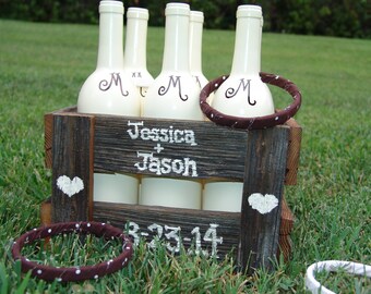 Rustic Ring Toss Game,brown,white,reclaimed barn wood,rustic wedding,wedding reception,wedding kids game,childrens game,childrens activity