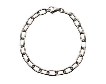 Rectangular-Loop Stainless Bracelet for "Snap-On" Charms