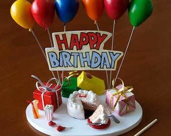 Happy Birthday Handmade Miniature - Scale 1:12