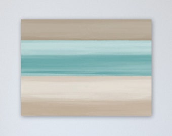 Canvas Wall Art, Teal Taupe Beige Tan, 16"x20" 20"x30" 30"x40"