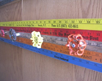 Vintage Yardstick Coat Rack ~ Farmhouse Decor ~Funky Coatrack