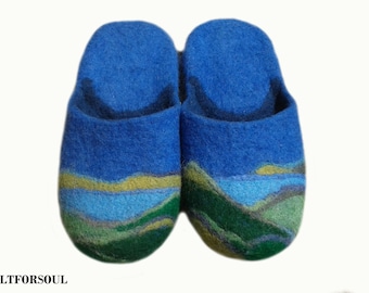 Pantofole di lana, Pantofole maschile, caldo, le pantofole, pantofole fatte a mano