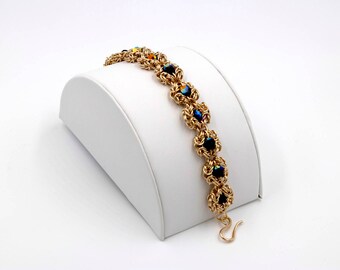 14K Gold Romanov Weave and Swarovski Crystal Bracelet