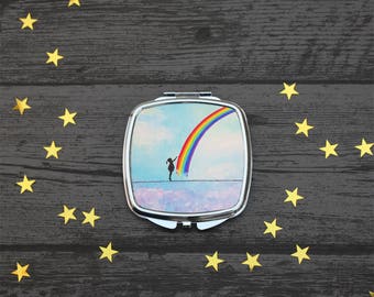 Little Rainbow Maker, Compact Mirror, Rainbow Mirror, Fantasy Art, Rainbow Gift, UK Seller.